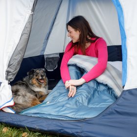 Ozark Trail 50F Flannel Lined Rectangle Adult Sleeping Bag - Blue (75" x 33")