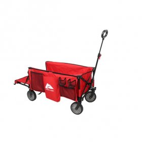 Ozark Trail Camping Utility Wagon with Tailgate & Extension Handle,Red