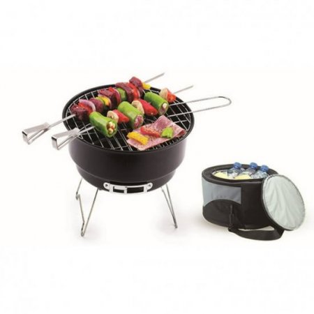 Ozark Trail 10" Portable Camping Charcoal Grill with Cooler Bag,Black