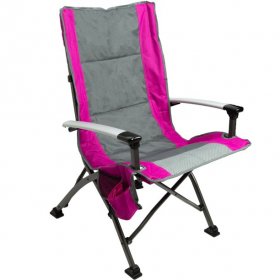 Ozark Trail High Back Camping Chair,Pink with Cupholder,Pocket,and Headrest,Adult